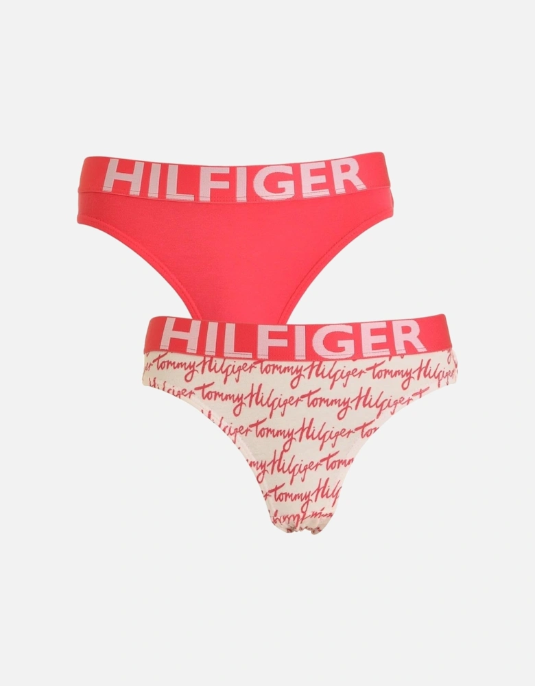 Girls 2 Pack Bold Bikini Brief, Rouge Red / Logo Print