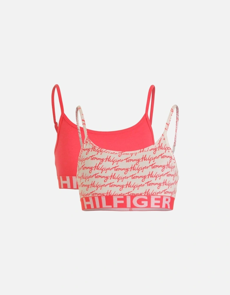 Girls 2 Pack Bold Bralette, Rouge Red / Logo Print