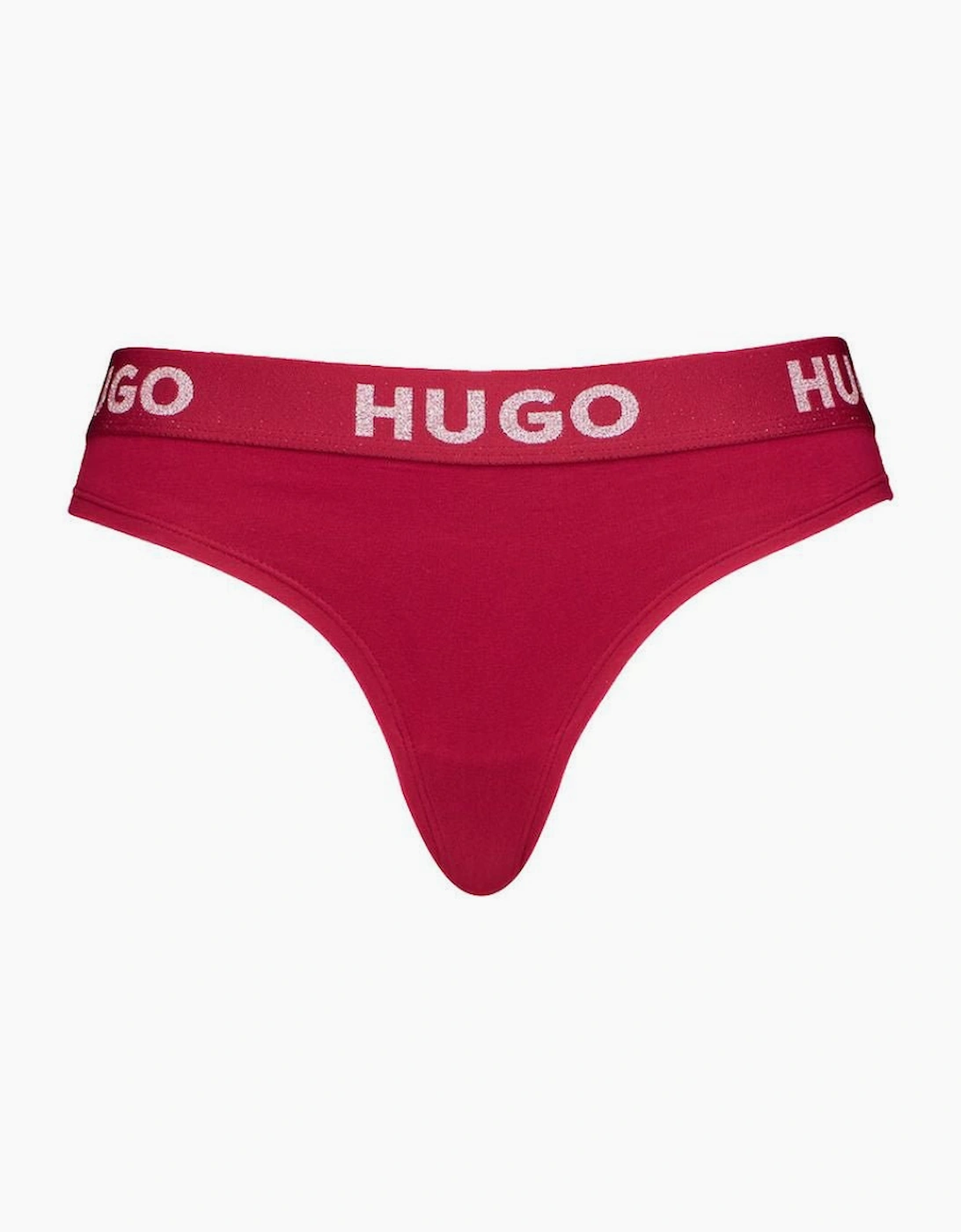 Hugo Boss Women's Red Sporty Logo Thong, Burgundy - : 8/None Xs