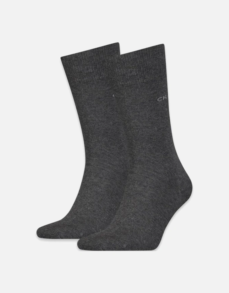 2-Pack Premium Combed Cotton Socks, Dark Grey Melange