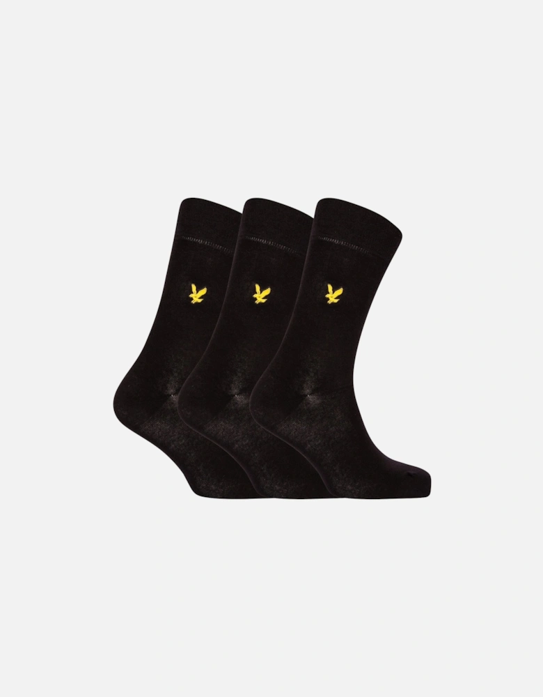 3-Pack Angus Dress Socks, Black