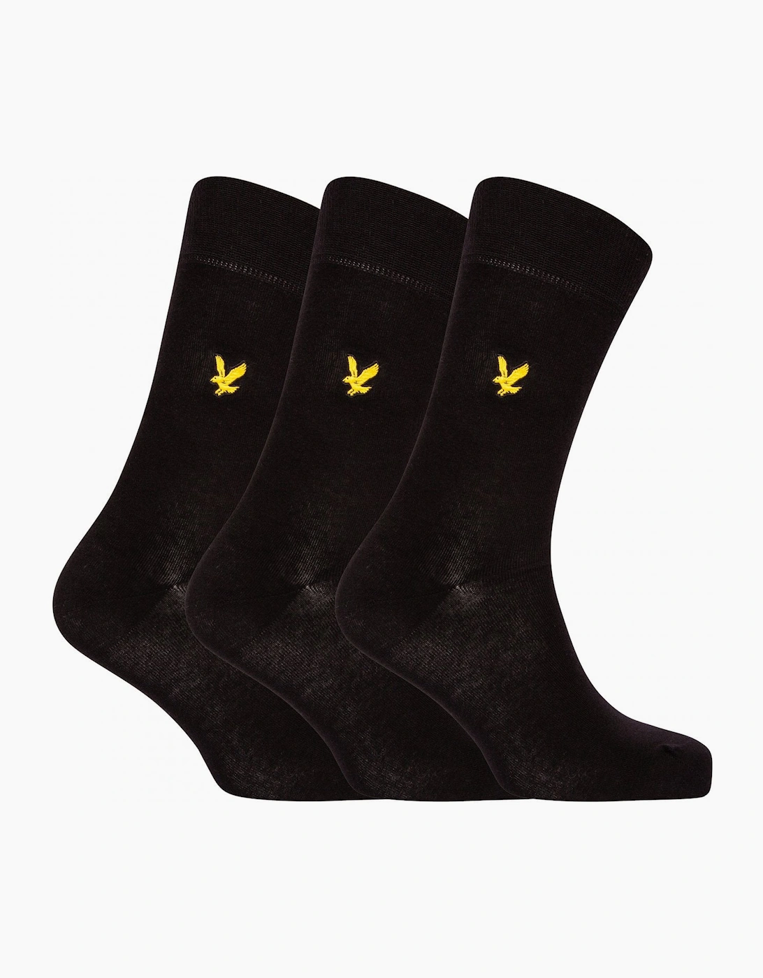 Lyle And Scott Men's Black/Black 3-Pack Angus Dress Socks, - Size 16/14.5/8/15/8.5/15.5/9/13/13.5/14/6.5/7/7.5/11.5/5/12/5.5/12.5/6/3.5/3/10.