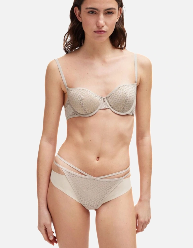 B-Lace Underwire Bra, Open Beige