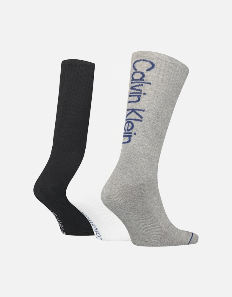 3-Pack Athleisure Sports Socks, Black/White/Grey