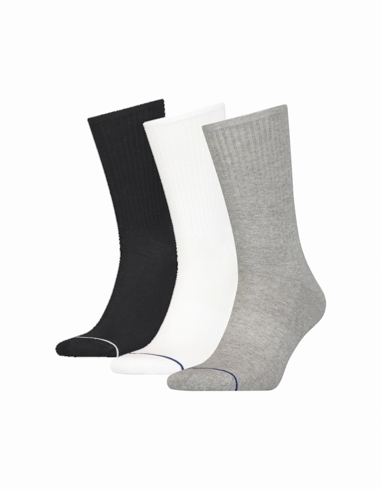 3-Pack Athleisure Sports Socks, Black/White/Grey