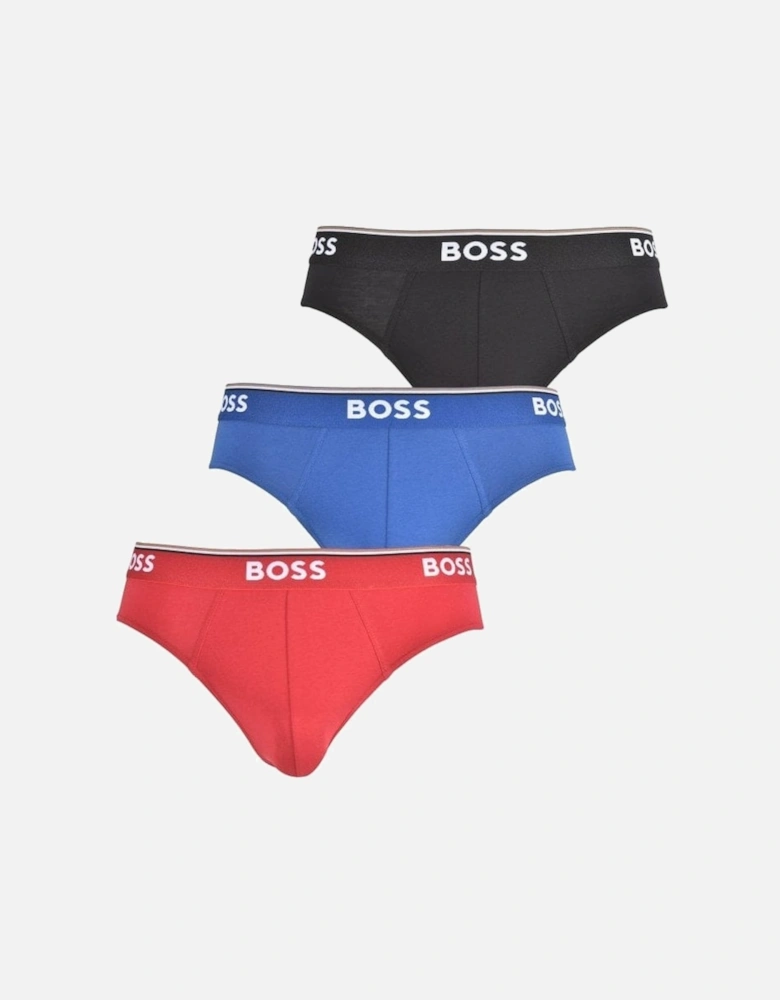 3-Pack Power Logo Briefs, Red/Blue/Black