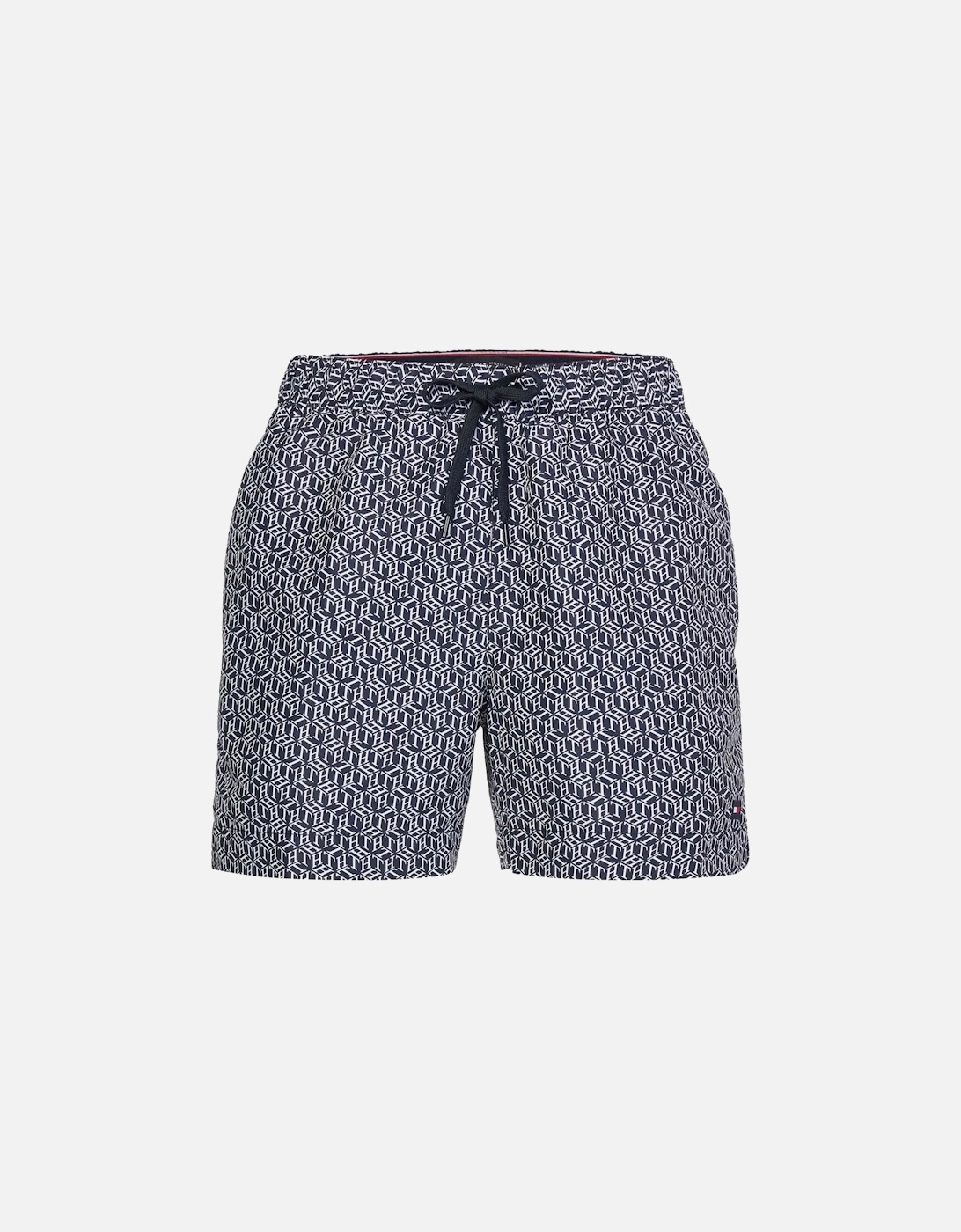 Medium Drawstring Print Swim Shorts, Cube Print, 5 of 4