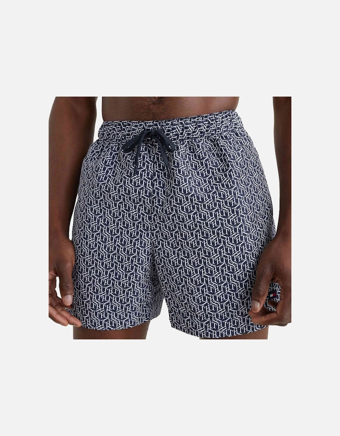 Medium Drawstring Print Swim Shorts, Cube Print