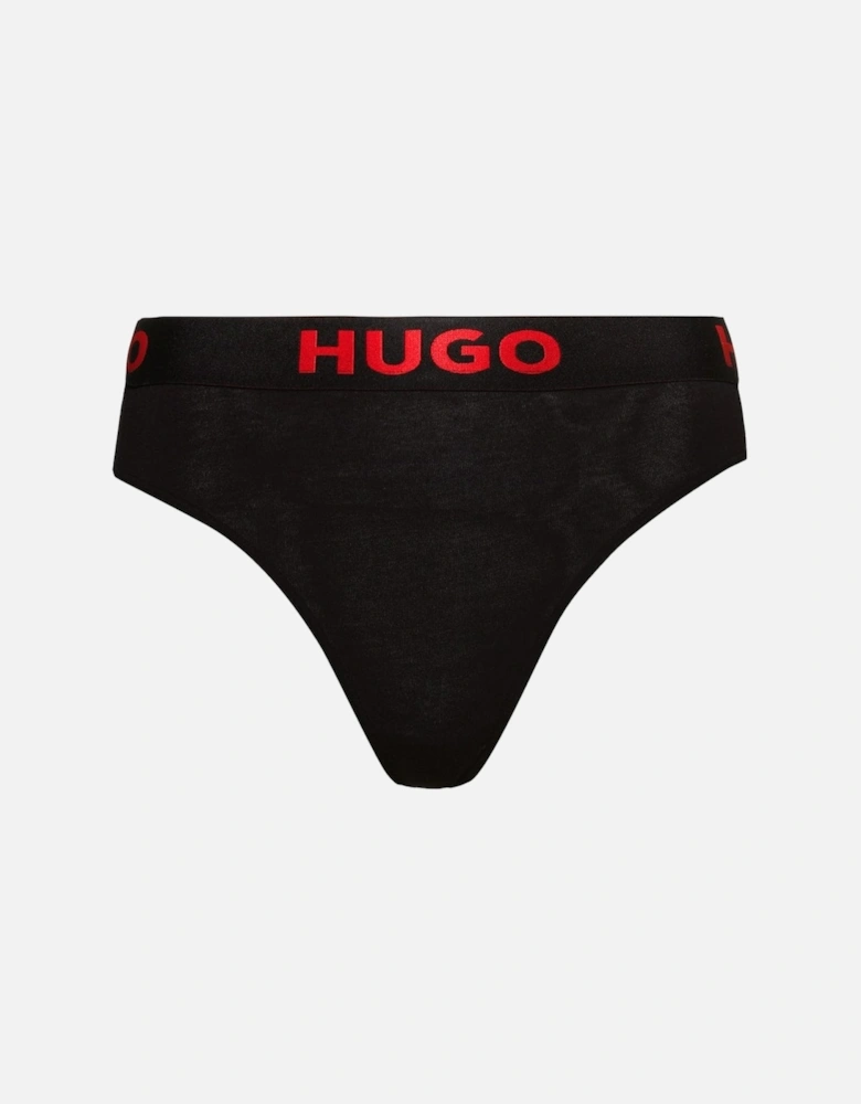 Sporty Logo Thong, Black