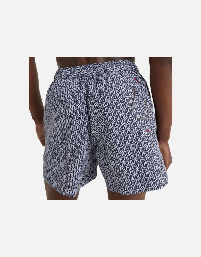 Medium Drawstring Print Swim Shorts, Cube Print