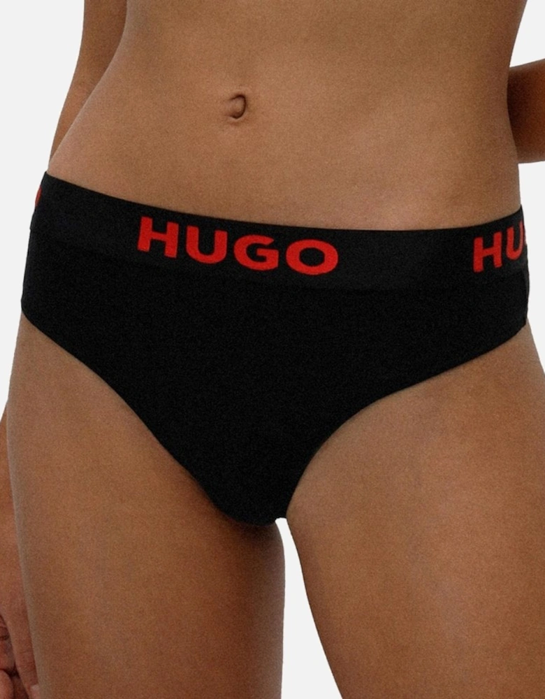 Sporty Logo Thong, Black