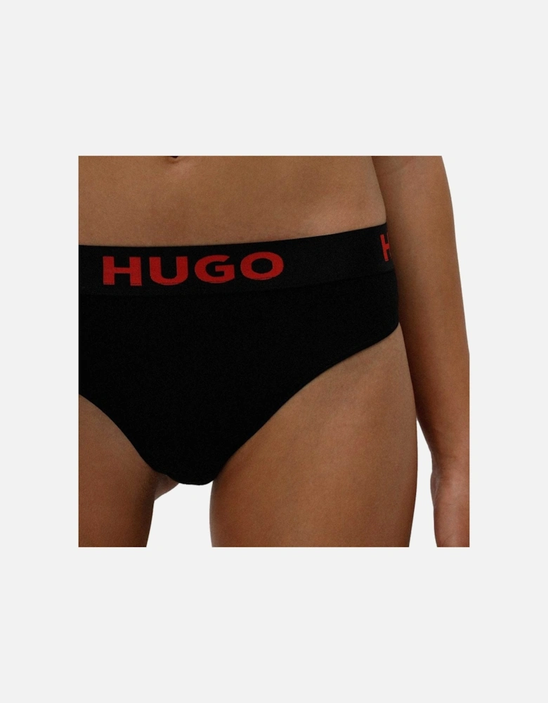 Sporty Logo Thong, Black