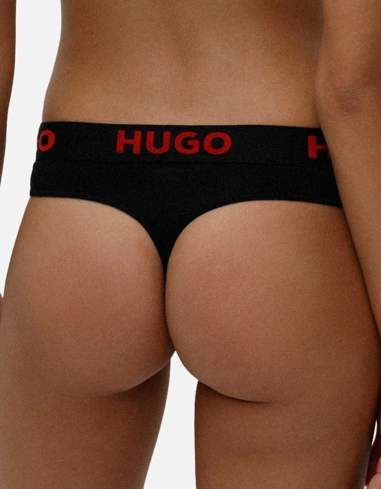 Sporty Logo Thong, Black