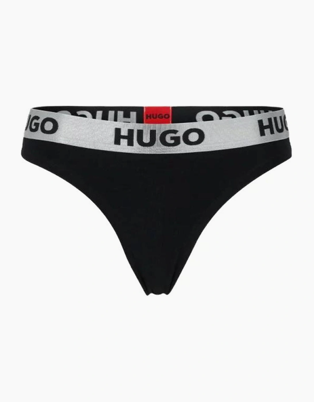 Hugo Boss Women's Black Sporty Logo Thong, /Silver - : 8/None Xs