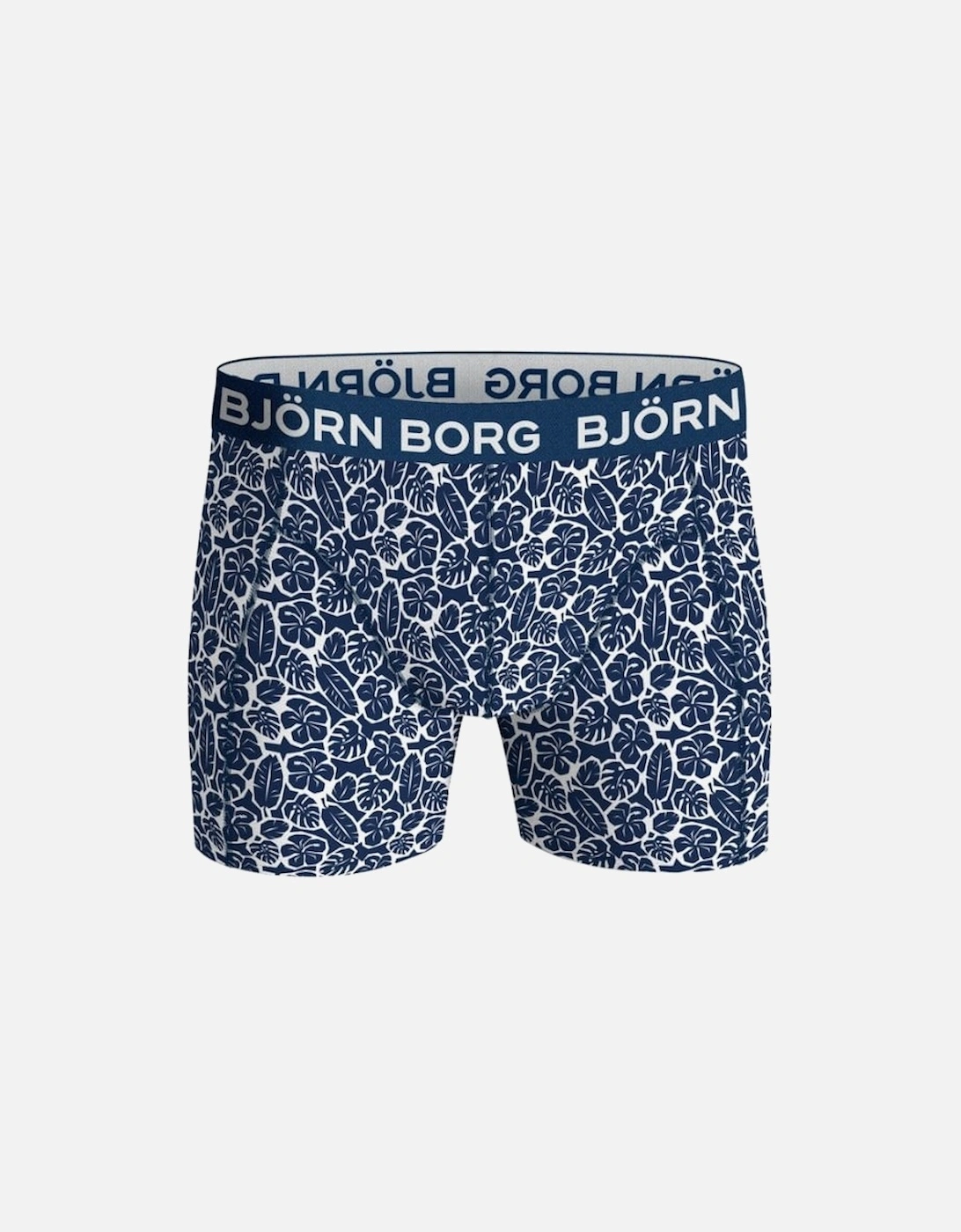 3-Pack Leaf Print Boxer Trunks, Blue Mix