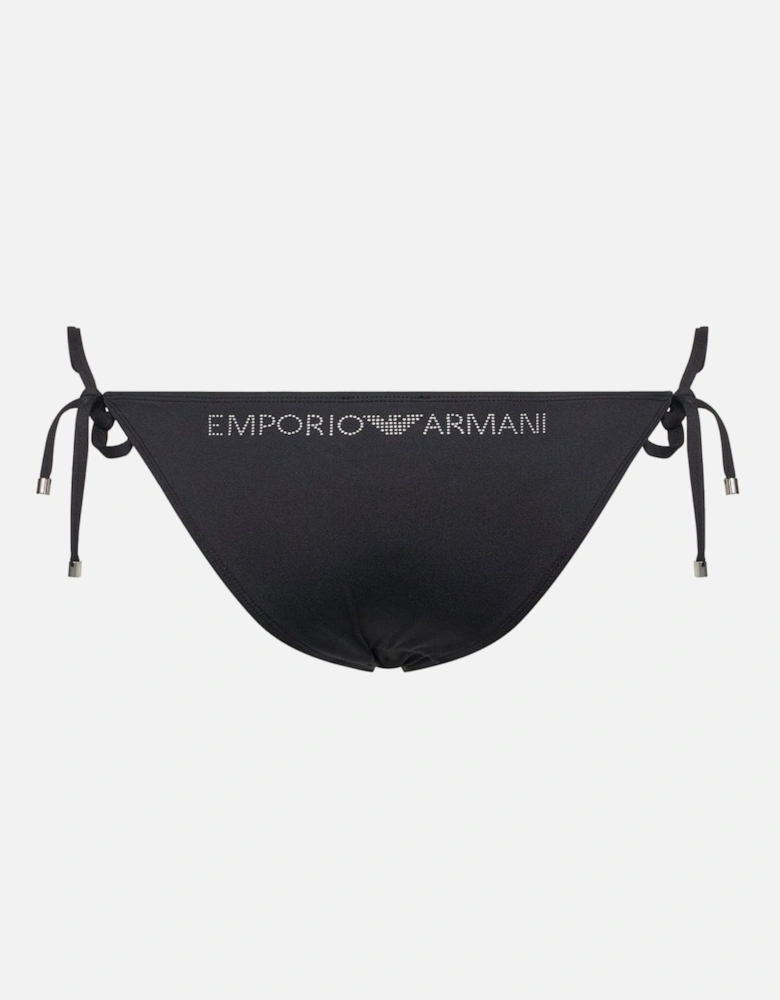 Logo Side Tie Bikini Bottoms, Black