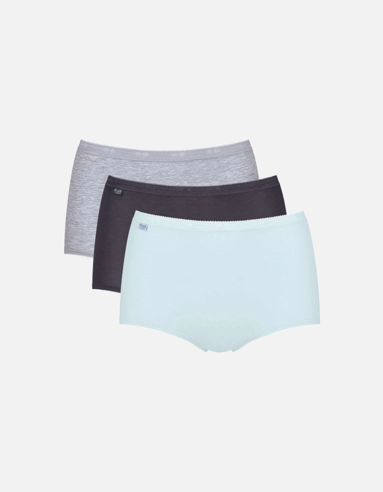 Basic 3 Pack Maxi Brief, Grey / Ink Grey / Sky