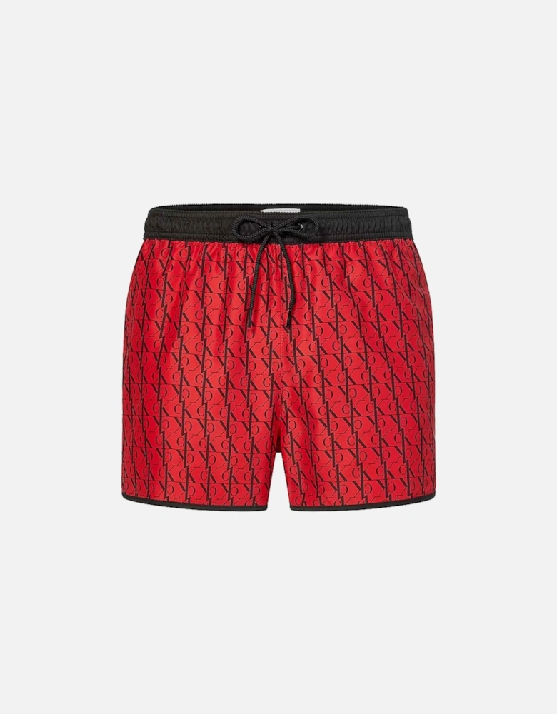 CK One Short Runner Swim Shorts, Monogram Deep Crimson