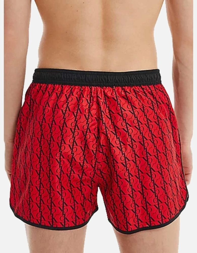 CK One Short Runner Swim Shorts, Monogram Deep Crimson