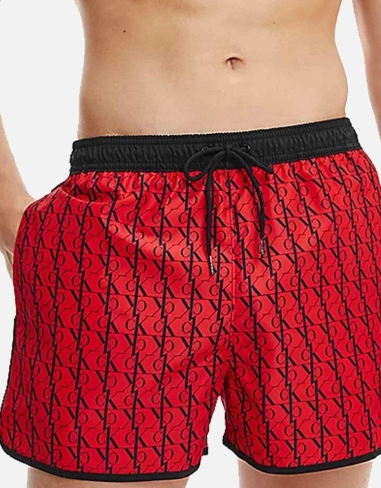 CK One Short Runner Swim Shorts, Monogram Deep Crimson