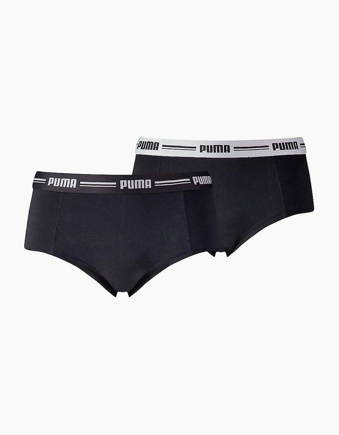 Puma Women's Black 2-Pack Striped Logo Mid-Rise Mini Shorts, - Size Xs