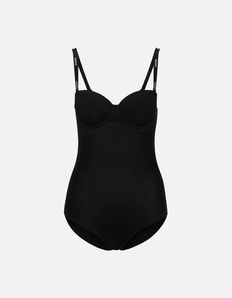 Logo Strap Bodysuit, Black