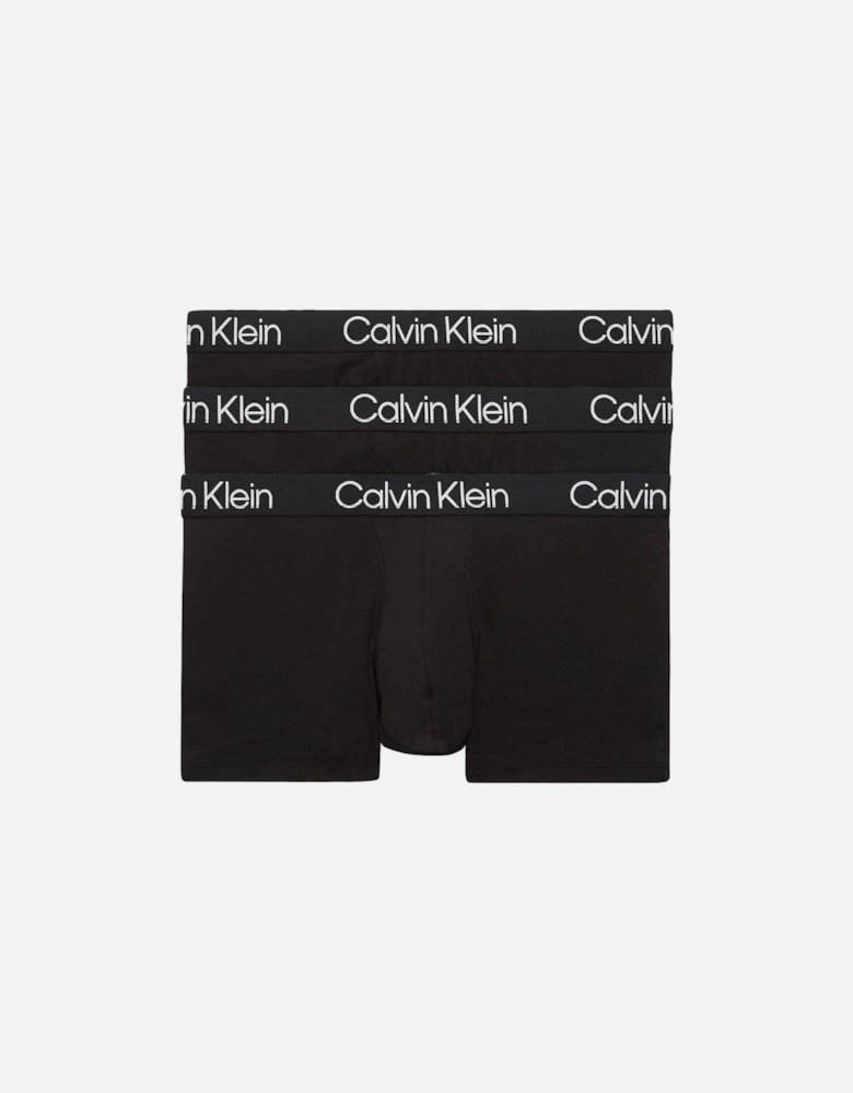 Modern Structure 3-Pack Boxer Trunks, Black