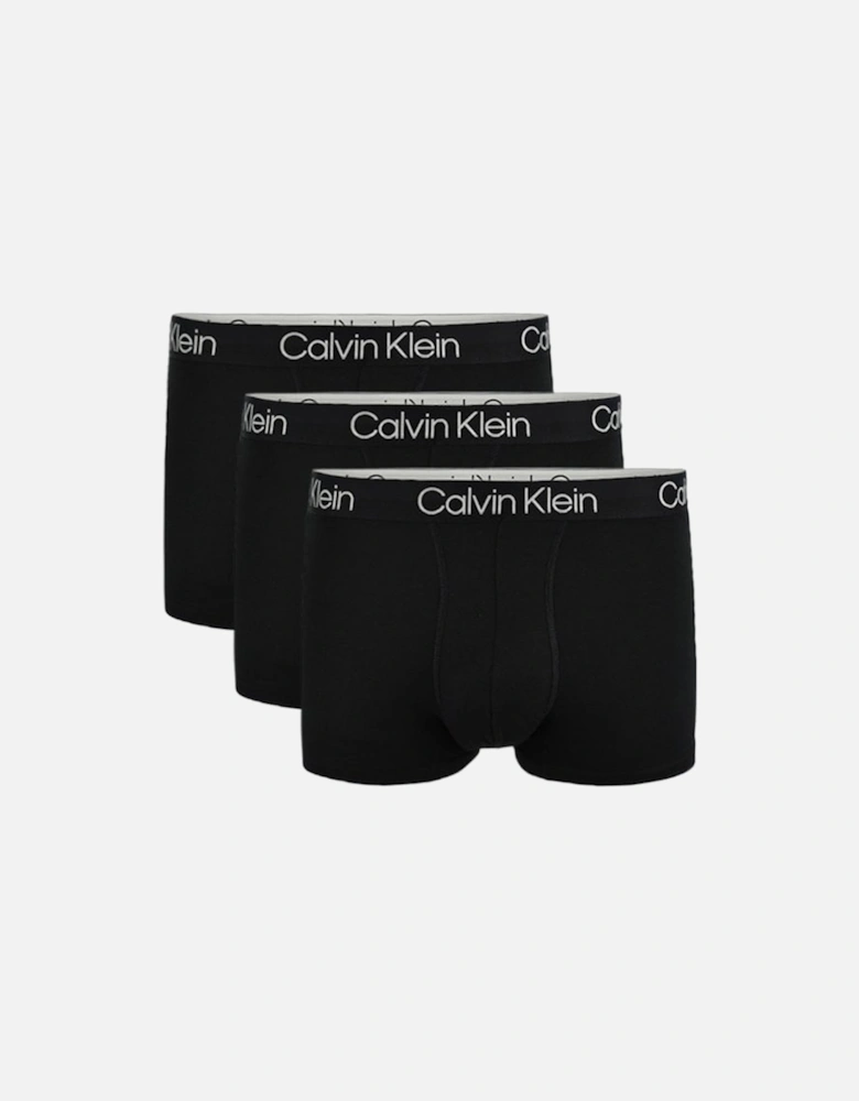 Modern Structure 3-Pack Boxer Trunks, Black