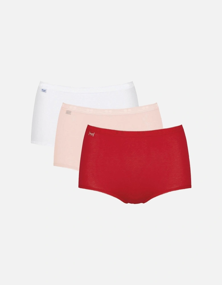 Basic 3 Pack Maxi Brief, Red / Light Combination