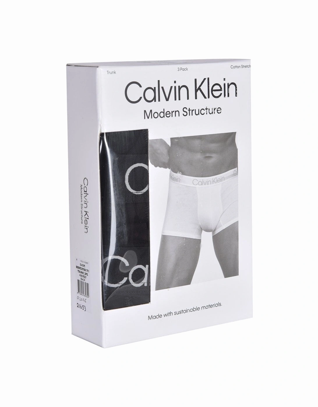 Modern Structure 3-Pack Boxer Trunks, Black