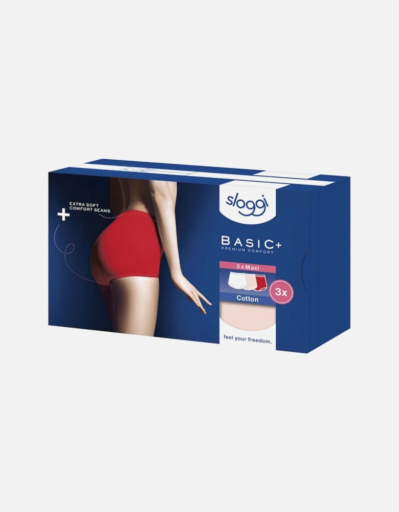 Basic 3 Pack Maxi Brief, Red / Light Combination