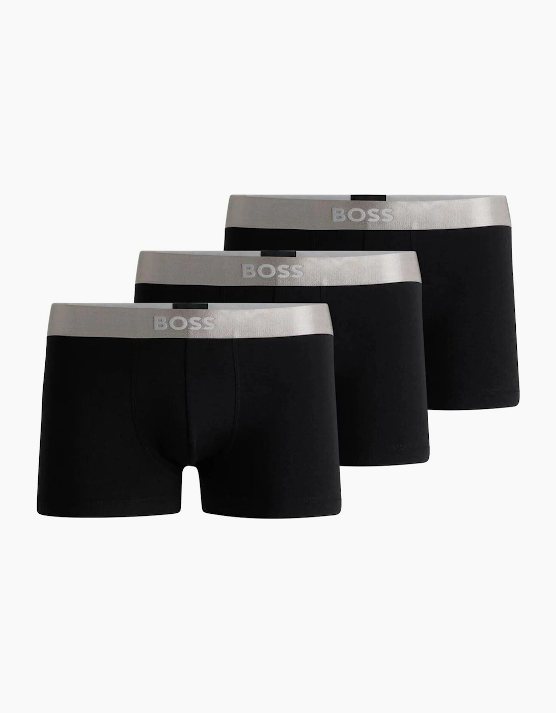 Boss Hugo Boss Men's 3-Pack Metallic Logo Boxer Trunks Gift Set, Black/silver