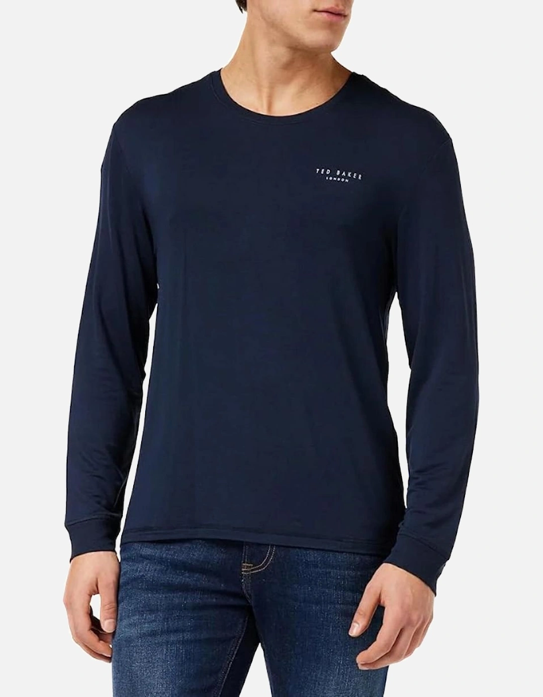 Long-Sleeved Luxe Modal Lounge Top, Navy, 5 of 4