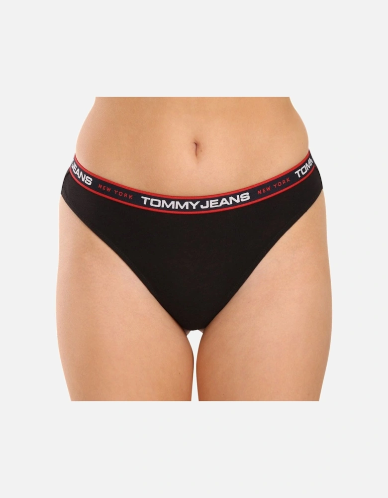 3-Pack Tommy Jeans Waistband Thongs, Black/Navy/Charcoal