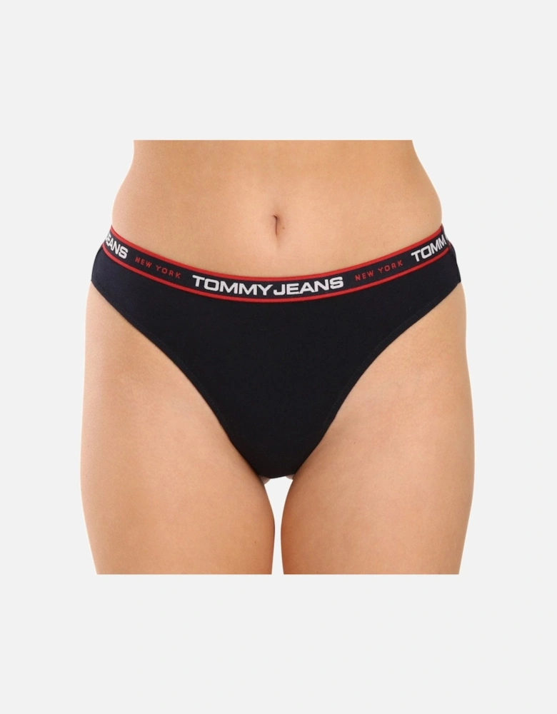 3-Pack Tommy Jeans Waistband Thongs, Black/Navy/Charcoal