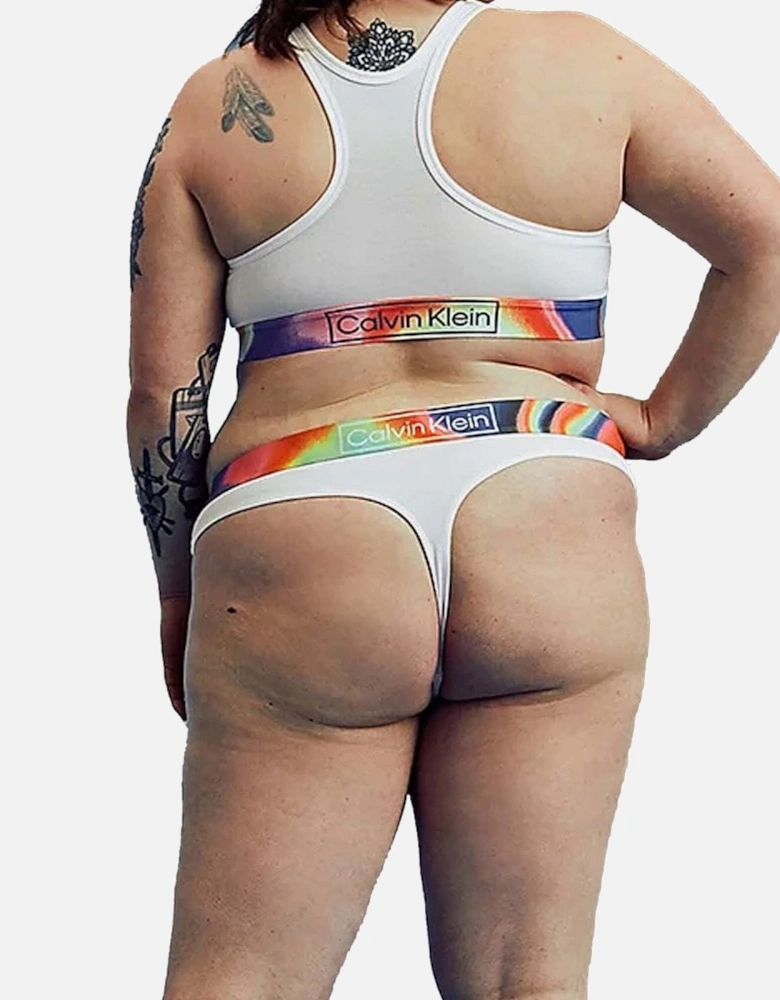 Plus Size Organic Cotton Pride Thong, White