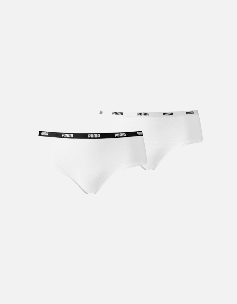 2-Pack Classic Logo Low-Rise Hipster Briefs, White