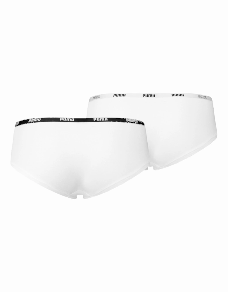 2-Pack Classic Logo Low-Rise Hipster Briefs, White