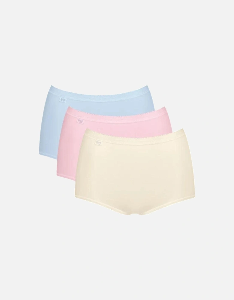 Basic+ 3-Pack Cotton Maxi Briefs, Pastel Blue/Yellow/Pink