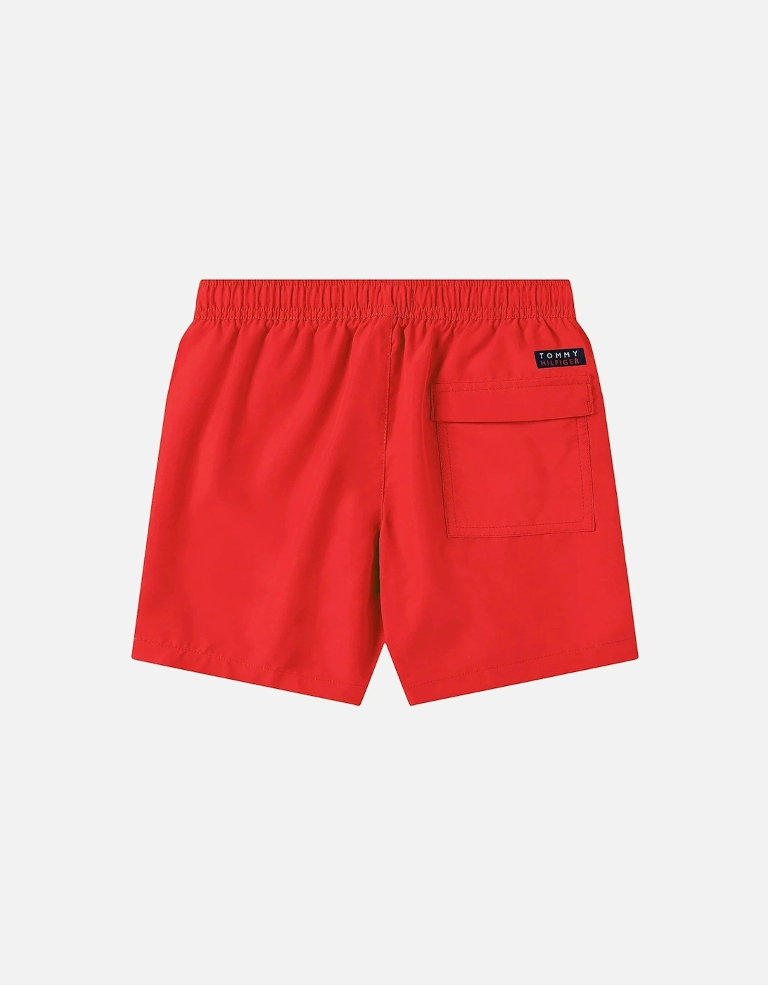 Boys Logo Drawstring Swim Shorts, Red Glare