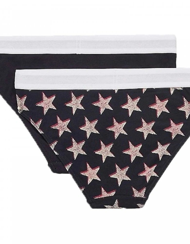 Girls 2 Pack Original Cotton Bikini Brief, Offset Stars/Desert Sky