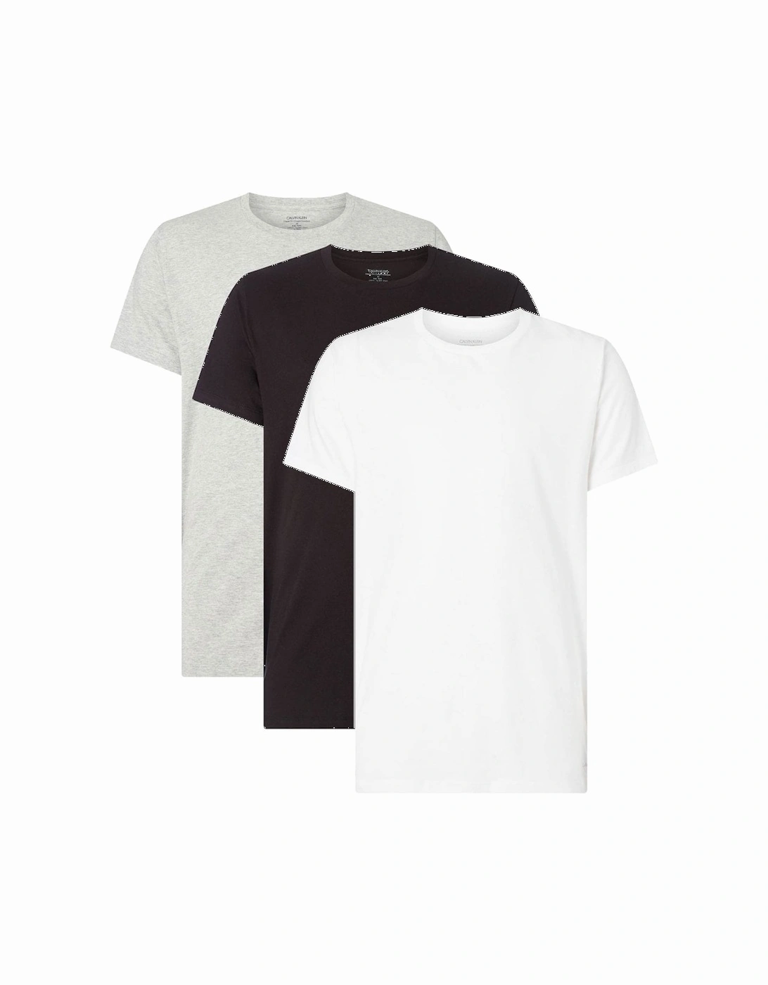 Cotton 3-Pack Short Sleeved Crew Neck T-Shirt, Black/White/Grey, 6 of 5