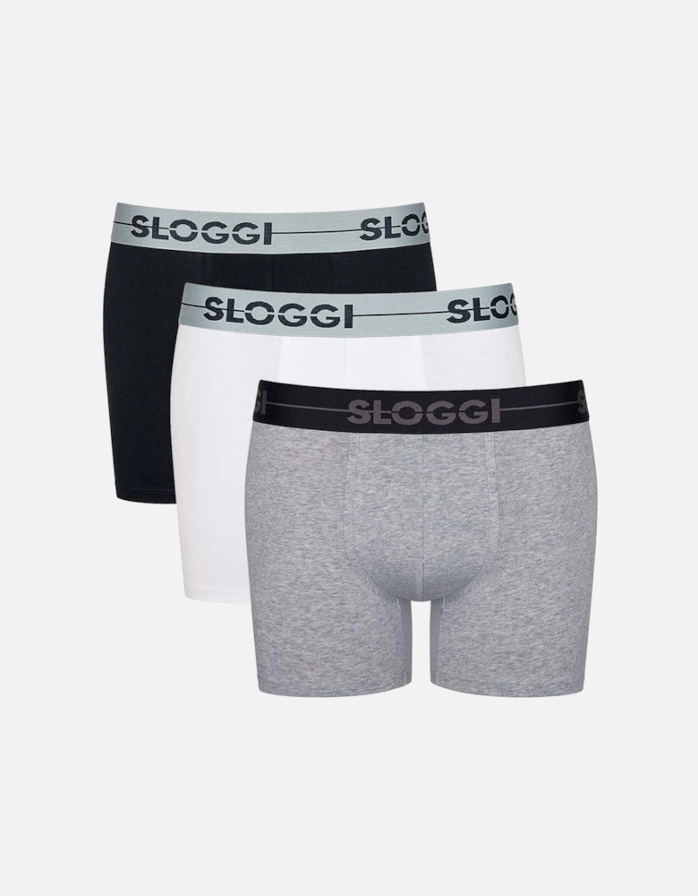 GO 3-Pack Short, Black/Grey/White