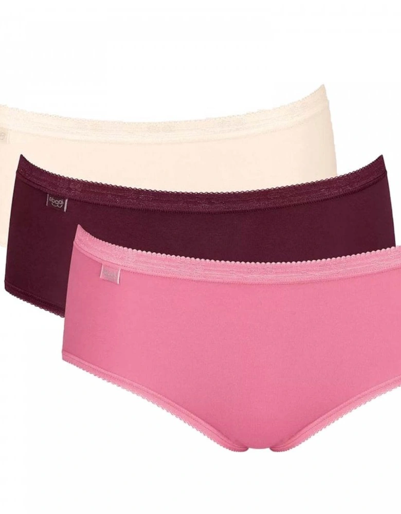 Basic 3 Pack Midi Brief, Pink/Dark Combo