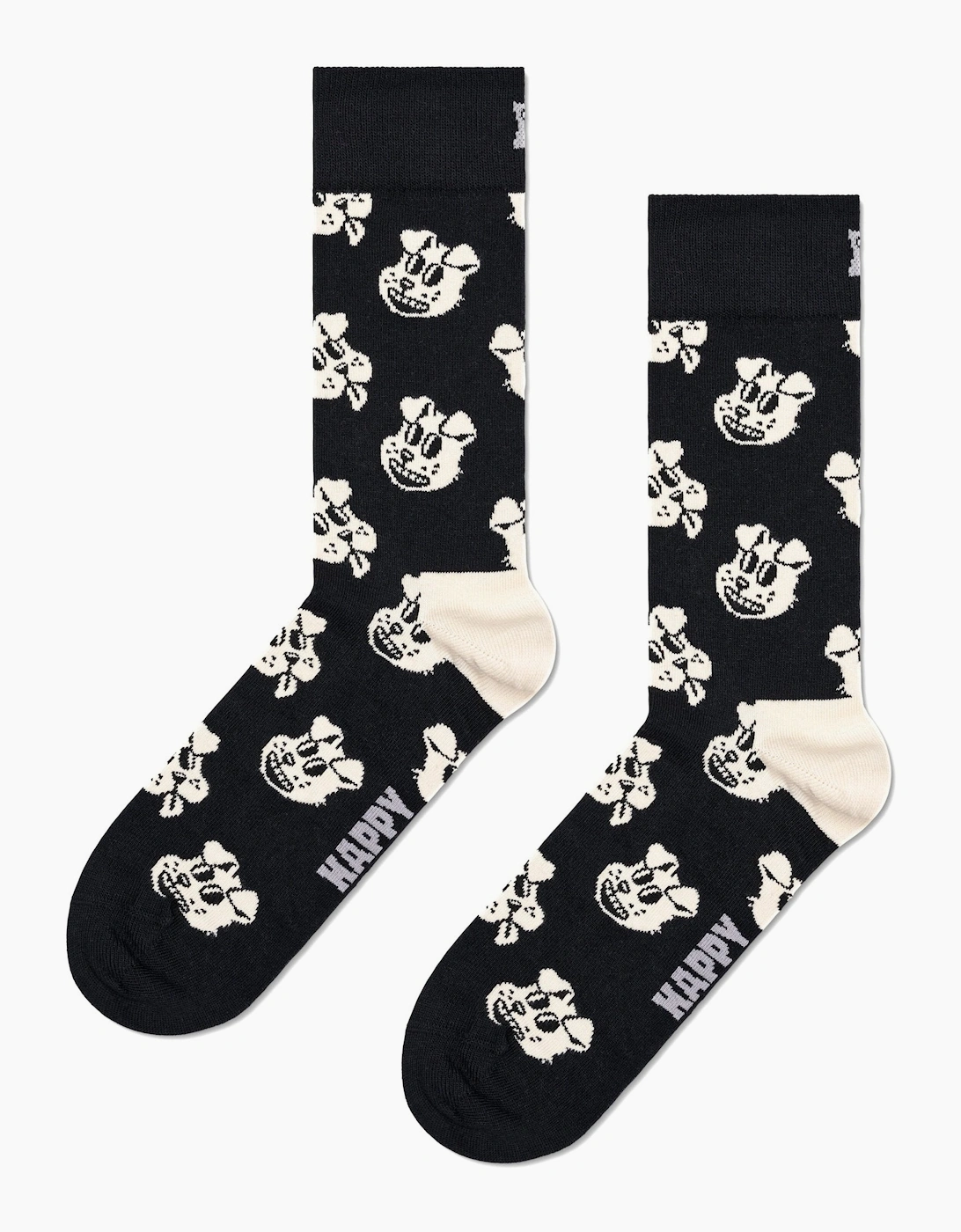 Happy Socks Women's Black Doggo Socks, /Cream - Size: 5.5/5/3.5/4/4.5/7/6.5/6/3