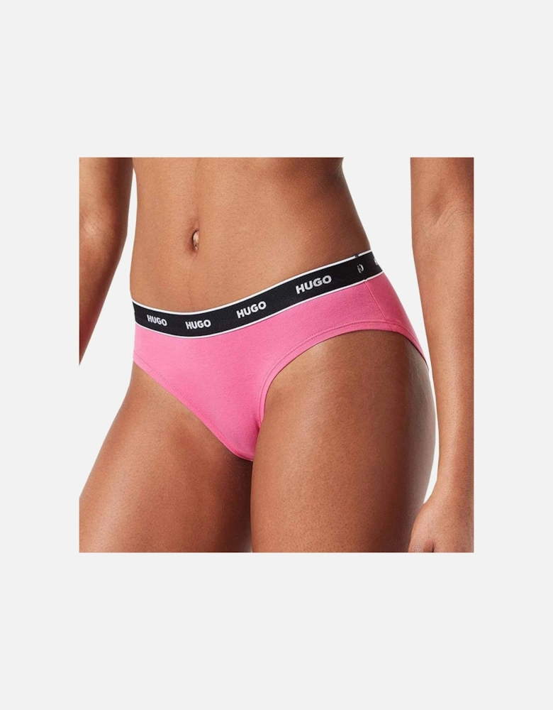 3-Pack Logo Brief, Dark Beige / Pink / Blue