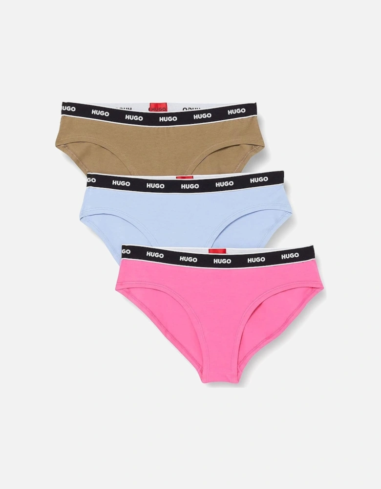 3-Pack Logo Brief, Dark Beige / Pink / Blue