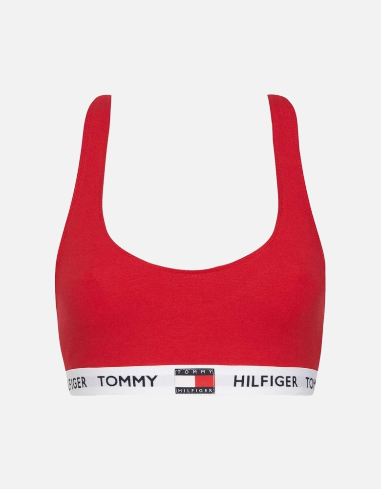 Organic Cotton Logo Bralette, Tango Red