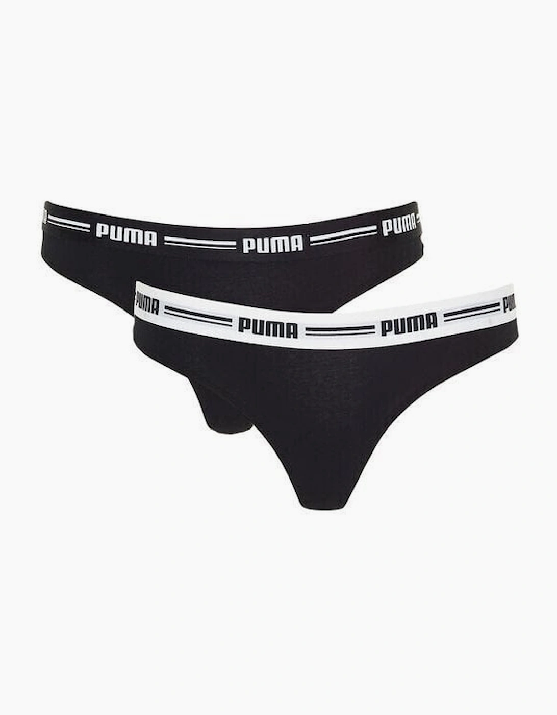 Puma Women's 2-Pack Striped Logo Mid-Rise Strings, Black - Size: 8