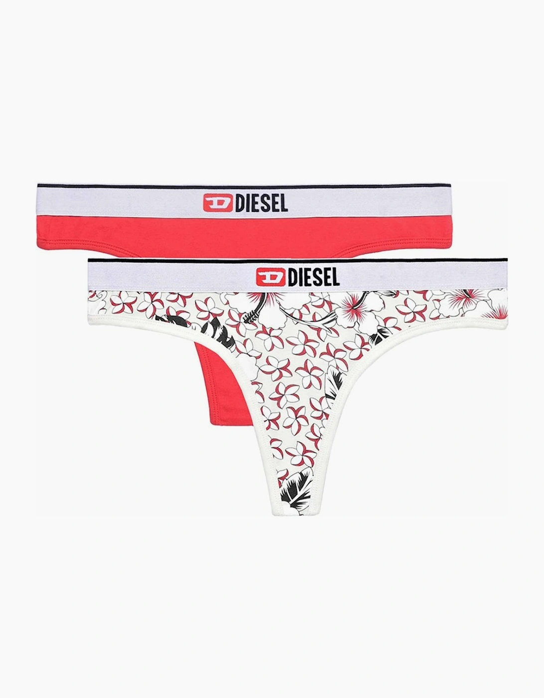 Diesel Women's Ufst 2-Pack Thong, Red/White Print - Size: 12/12